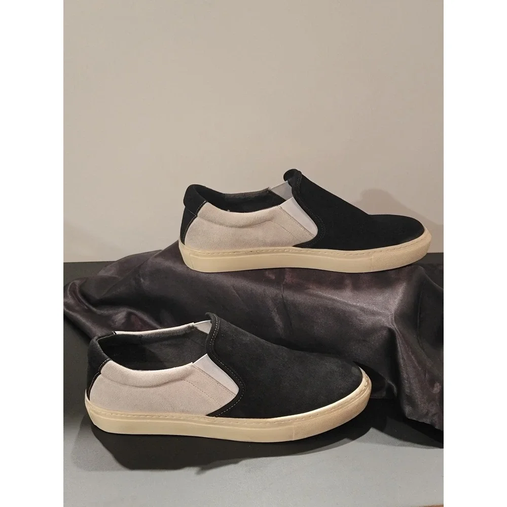 Rogue‎ State Mens Suede Slip On Sneakers Black Grey Colorblock Sz 12